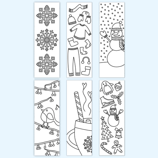 Winter Coloring Bookmarks (Set of 6)
